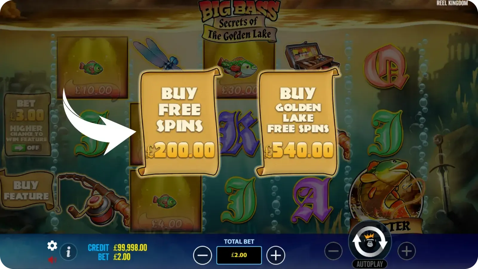 Buy Free Spins feature in Big Bass Secrets of the Golden Lake
