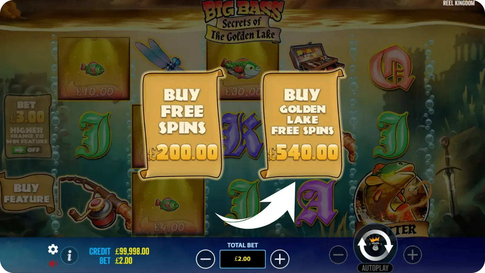 Golden Lake Free Spins feature for £540